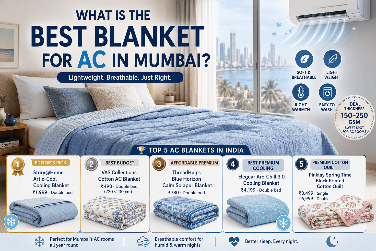 What is the best blanket for AC in Mumbai?